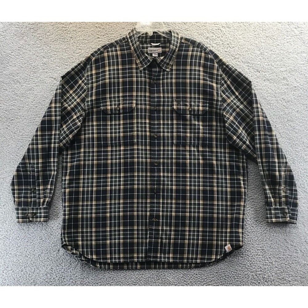 Carhartt Shirt Men XXL Flannel Relaxed Fit Long Sleeve Plaid